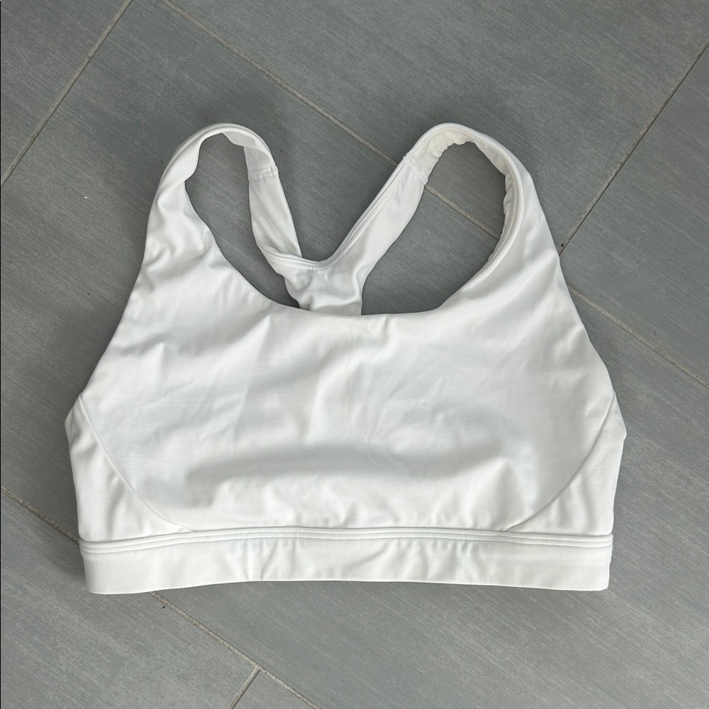 Athleta White Racerback Sports Bra with Wide Band